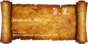Wambach Márk névjegykártya